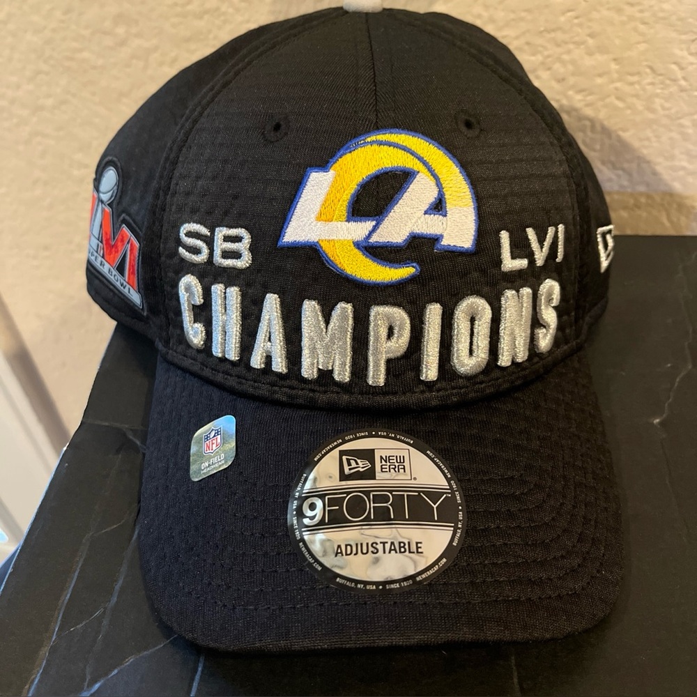 NEW New Era Los Angeles Rams 9FORTY Super Bowl LVI Champions Black Snapback